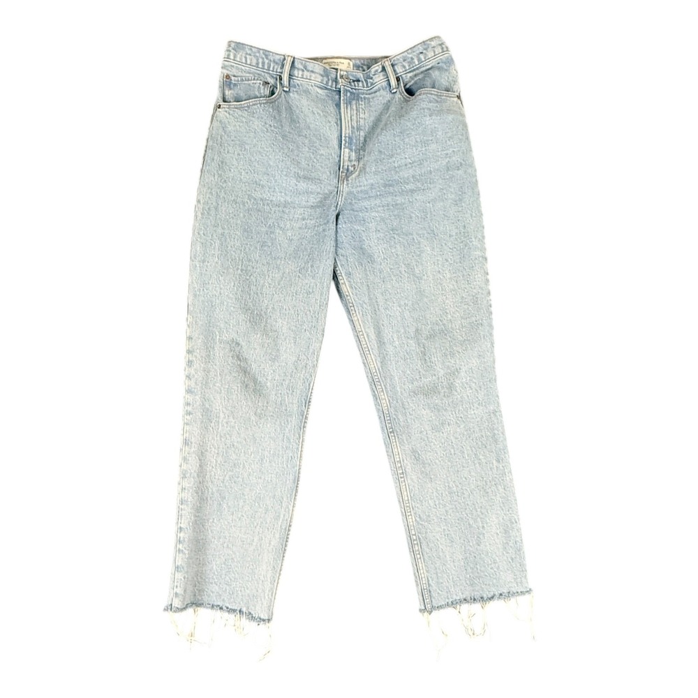 Abercrombie Womens 14 Curve Love 90s Straight Ultra High Rise Light Wash Denim